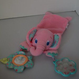 Bright Starts Kids II Plush Pink Elephant Cuddly Pal Carrier Baby Rattle Toy